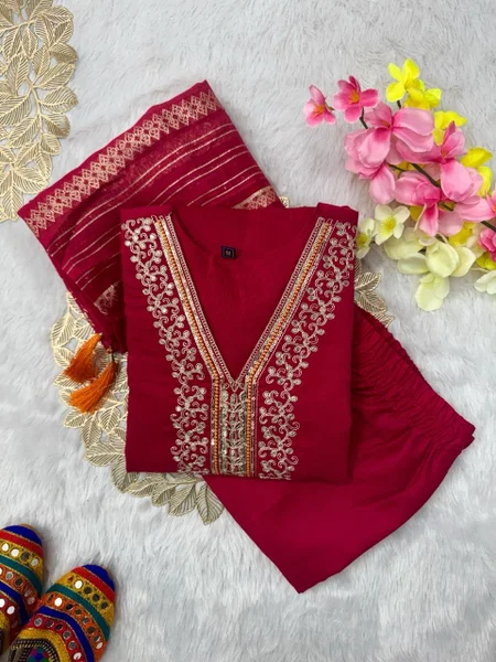 Latest Festive Wear Kurti With Bottom And Dupatta